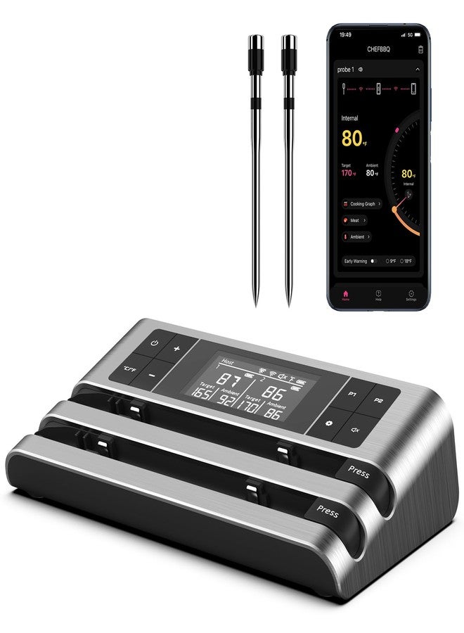 Dewjom Wireless Smart Meat Thermometer with Dual-Sensor Probe, 500FT Remote Monitoring, Dedicated App, Real-Time Ambient and Food Temperature Tracking for Precise Cooking Control - Image 1