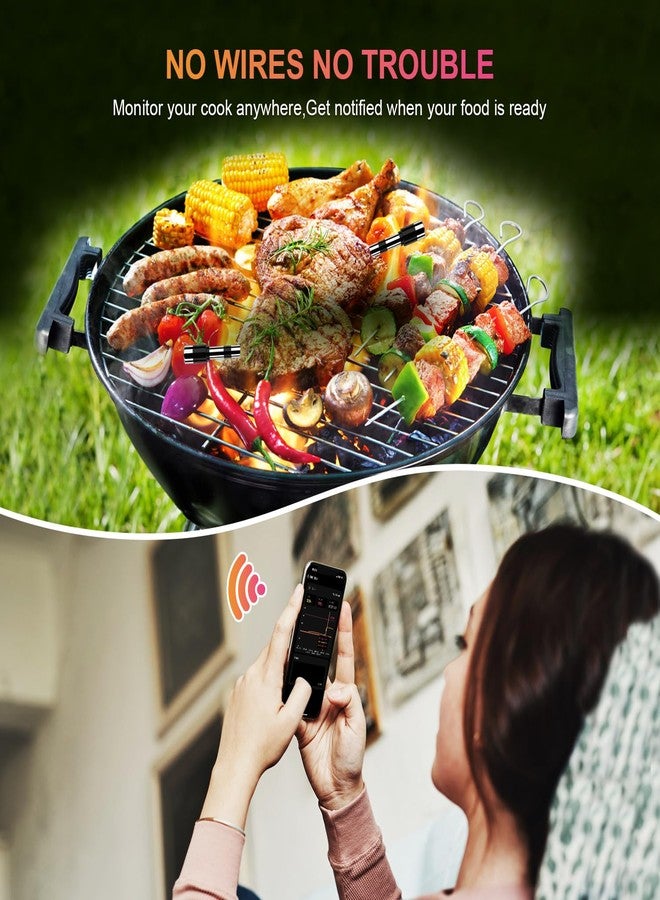Dewjom Wireless Smart Meat Thermometer with Dual-Sensor Probe, 500FT Remote Monitoring, Dedicated App, Real-Time Ambient and Food Temperature Tracking for Precise Cooking Control - Image 4