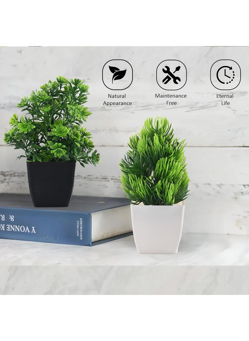Kuber Industries Kuber Industries 8 Pcs Set Plastic Mini Artificial Plants with Pot Table Top TV Unit Decorative Items for Living Room Faux Plants for Home Decor Office Desk Deko Square Multi  - Image 4