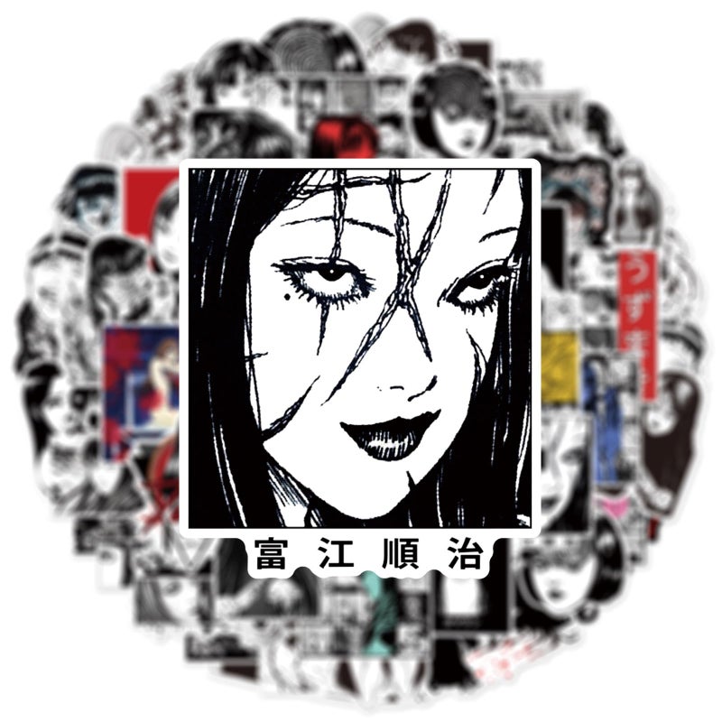 PWSTY 50Pcs Manga Tomie Stickers Mixed Pack,Junji Ito Cartoon Characters Stickers Movie Decorative Sticker for Kids Teens Adults Waterproof Sticker for Water Bottle Laptop (Tombe) - Image 3