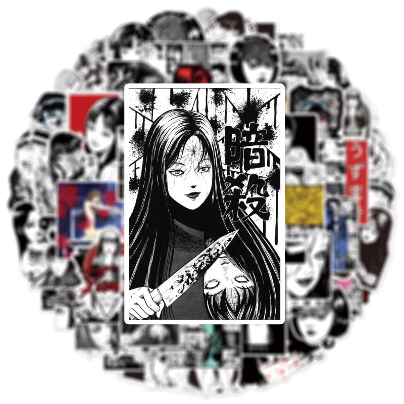 PWSTY 50Pcs Manga Tomie Stickers Mixed Pack,Junji Ito Cartoon Characters Stickers Movie Decorative Sticker for Kids Teens Adults Waterproof Sticker for Water Bottle Laptop (Tombe) - Image 5
