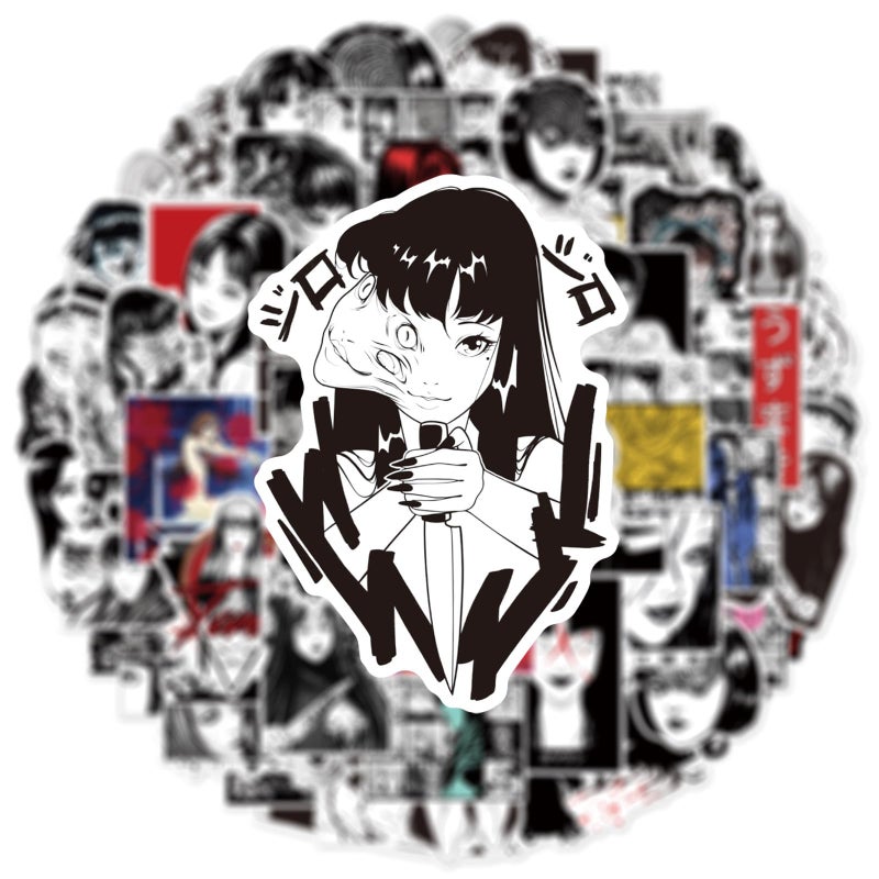 PWSTY 50Pcs Manga Tomie Stickers Mixed Pack,Junji Ito Cartoon Characters Stickers Movie Decorative Sticker for Kids Teens Adults Waterproof Sticker for Water Bottle Laptop (Tombe) - Image 4