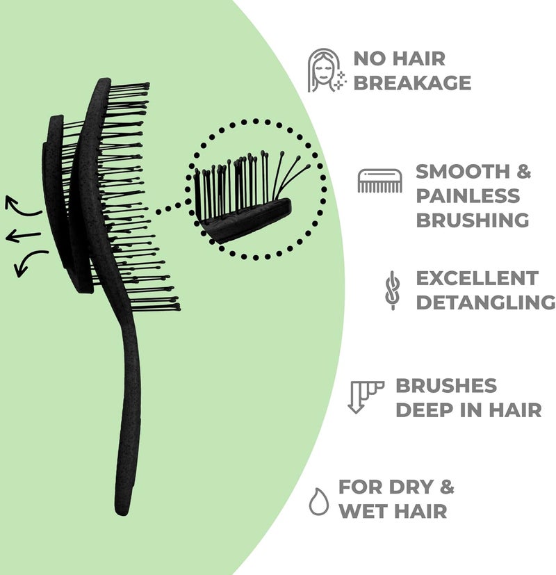 Ninabella Detangling Hair Brush for Women, Men & Children - Does not Pull on Hair - Recycled Hair Straightening Brushes for Straight, Curly & Wet Hair - Detangle Hair Brush - Unique Spiral Hairbrush - Image 2