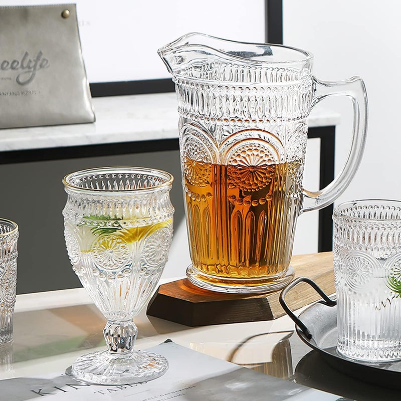 Kingrol 50 oz Glass Pitcher, Vintage Water Carafe Jug for Ice Tea, Juice, Milk, Beverages, Heat Resistant Glass Carafe for Hot/Cold Water - Image 5