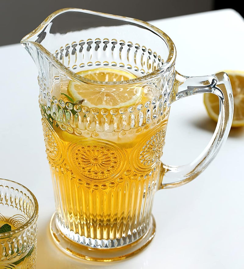 Kingrol 50 oz Glass Pitcher, Vintage Water Carafe Jug for Ice Tea, Juice, Milk, Beverages, Heat Resistant Glass Carafe for Hot/Cold Water - Image 4