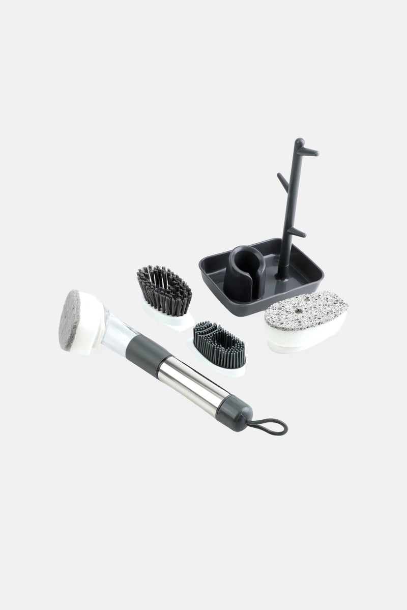 YOTO Soap Dispensing Kitchen Brush, Dark Grey - Image 4