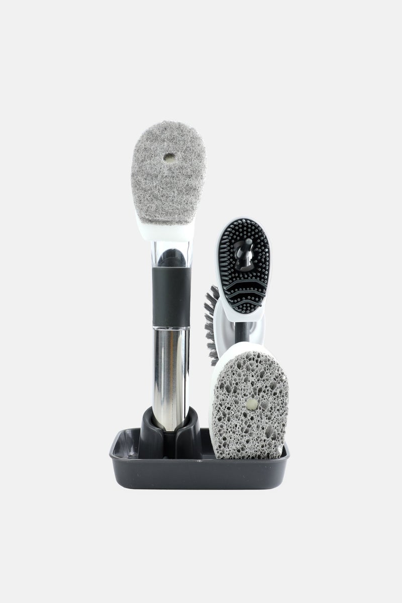 YOTO Soap Dispensing Kitchen Brush, Dark Grey - Image 1