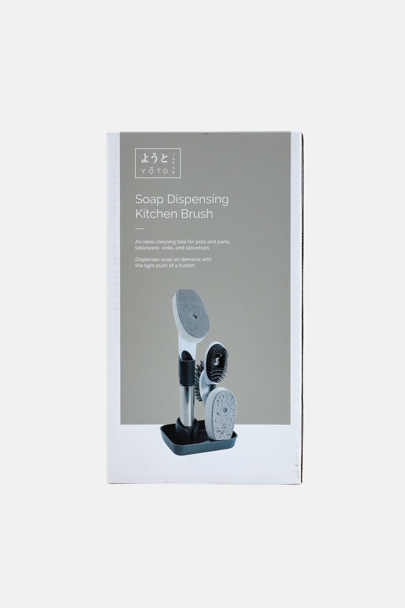 YOTO Soap Dispensing Kitchen Brush, Dark Grey - Image 2