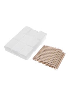 NIBEMINENT 1000-Piece Nail Wipe And Cuticle Stick Set White/Brown  - Image 1