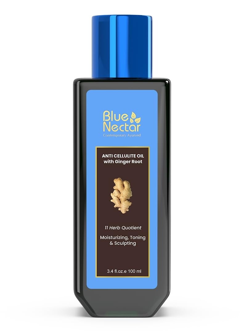 Blue Nectar Ginger Oil Anti Cellulite Body Massage Oil for Skin Tightening Toning and Hydration Authentic Ginger Root Massage Oil with Plant Based Vitamin B and C for Women and Men (11 Herbs 100ml) - Image 1