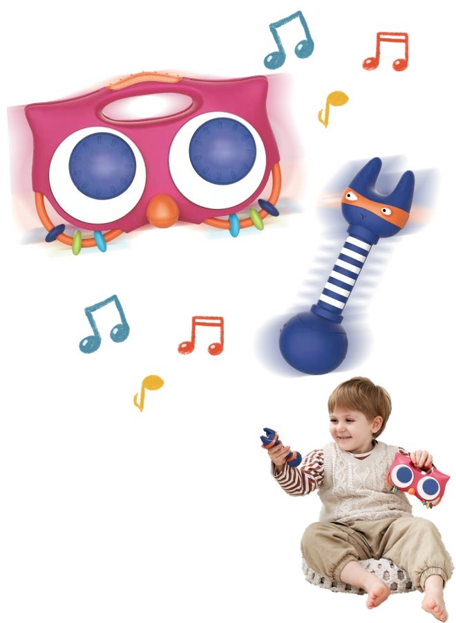 Musical Hand Crank Children's Toy, Funny Owl Music Box, Contains 8 Educational Nursery Rhymes/8 Percussion Songs - Image 1