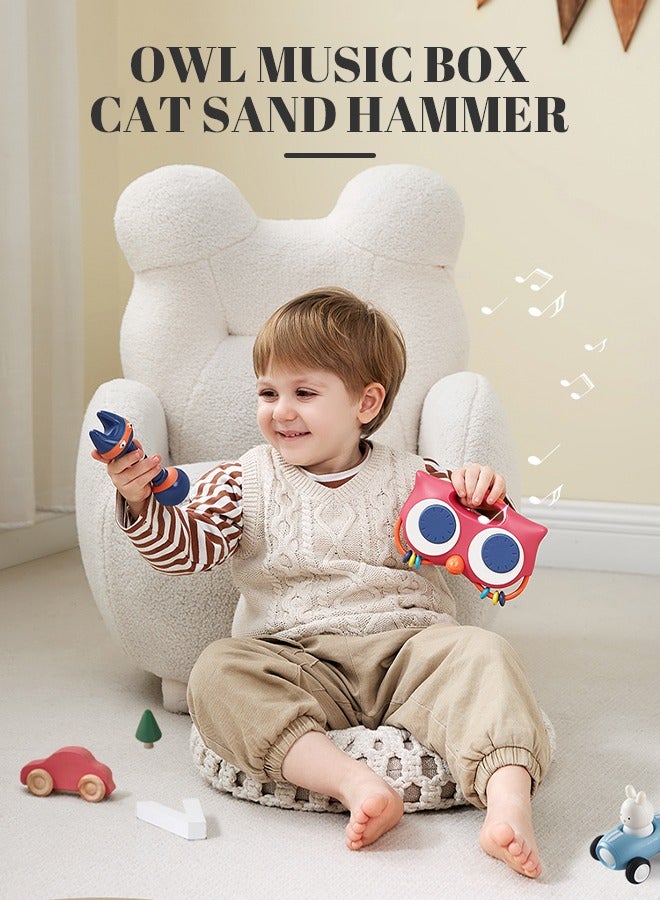 Musical Hand Crank Children's Toy, Funny Owl Music Box, Contains 8 Educational Nursery Rhymes/8 Percussion Songs - Image 2