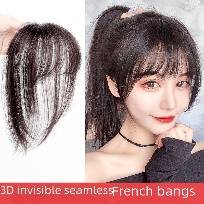 Generic 3D French Top Hairpiece Light Thin BangsDome-Natural Black Dome-Natural Black