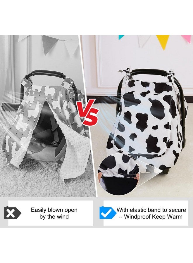 FIOBEE Baby Car Seat Cover, Car Seat Covers for Babies Infant Car Seat Canopy with Breathable Mesh Window Waterproof Carseat Cover for Babies Boy Girl 4 Seasons, White/Cow - Image 4