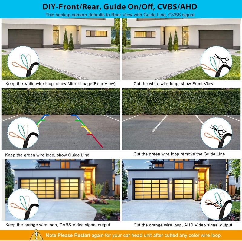 GLK Backup Camera, AHD 1080P Wide Angle Reverse Camera, Night Vision IP69K Waterproof Rear View Camera for 12-24V Car Vehicle SUV RV, Adjust Angle Left and Right, Up and Down - Image 5