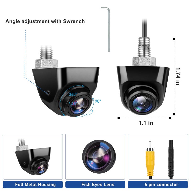 GLK Backup Camera, AHD 1080P Wide Angle Reverse Camera, Night Vision IP69K Waterproof Rear View Camera for 12-24V Car Vehicle SUV RV, Adjust Angle Left and Right, Up and Down - Image 2