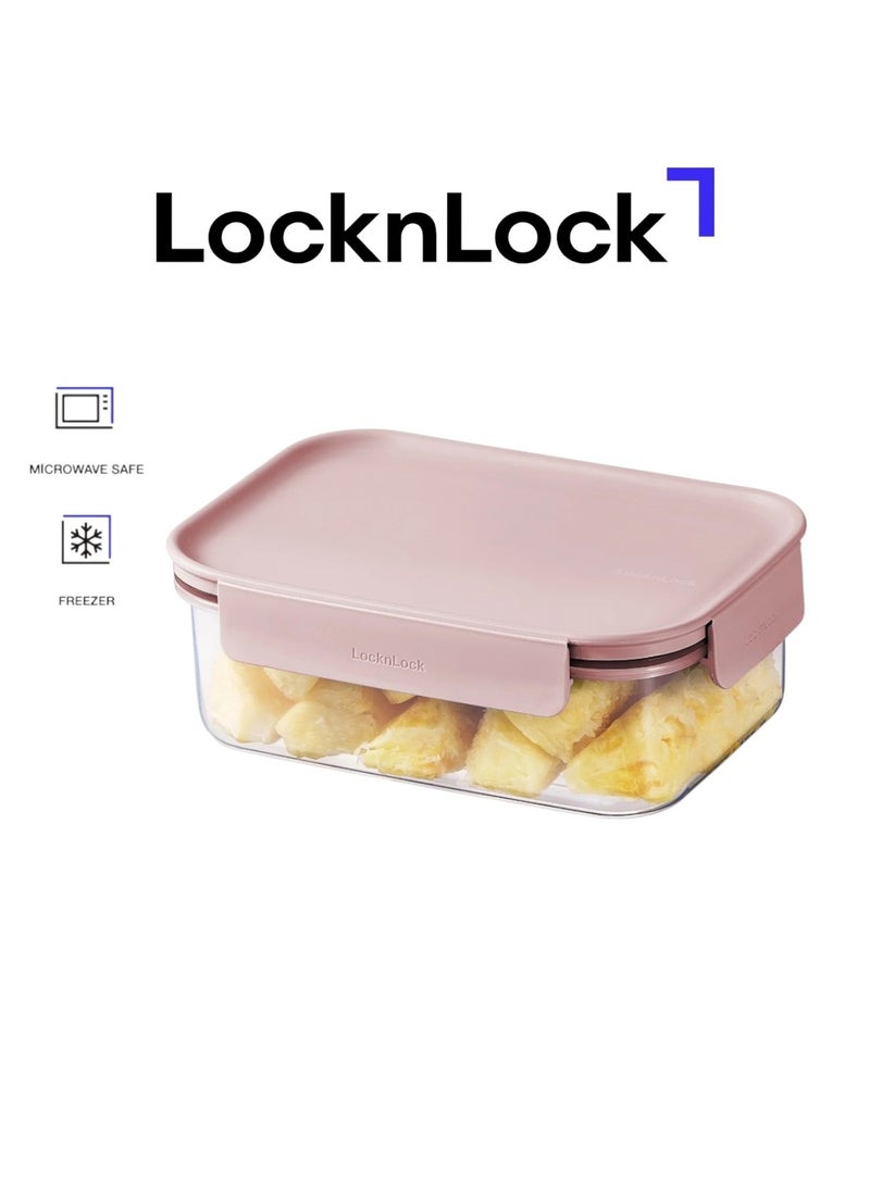 LocknLock حاوية طعام مستطيلة كلاسيك بلس من لوكن لوك – 420 مل وردي، قفل من 4 جوانب، قابلة للتكديس ومضادة للتسرب - Image 1