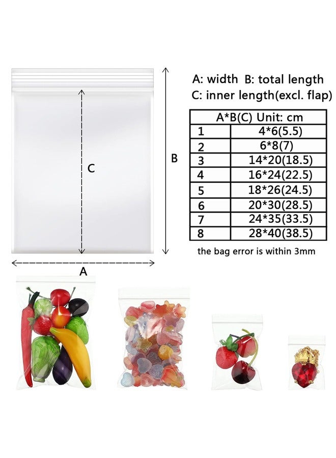 GUSGU Clear Plastic Reclosable Zip Bags 14x20cm (100 count), Poly Baggies with Resealable Zip Top Lock for Small Business Storage, Packaging - Image 2