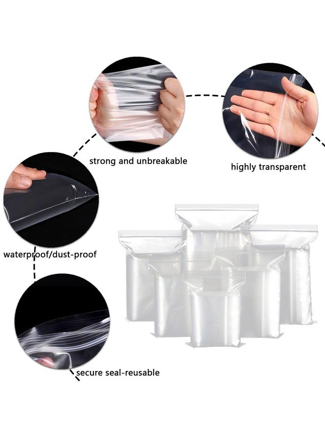 GUSGU Clear Plastic Reclosable Zip Bags 14x20cm (100 count), Poly Baggies with Resealable Zip Top Lock for Small Business Storage, Packaging - Image 3