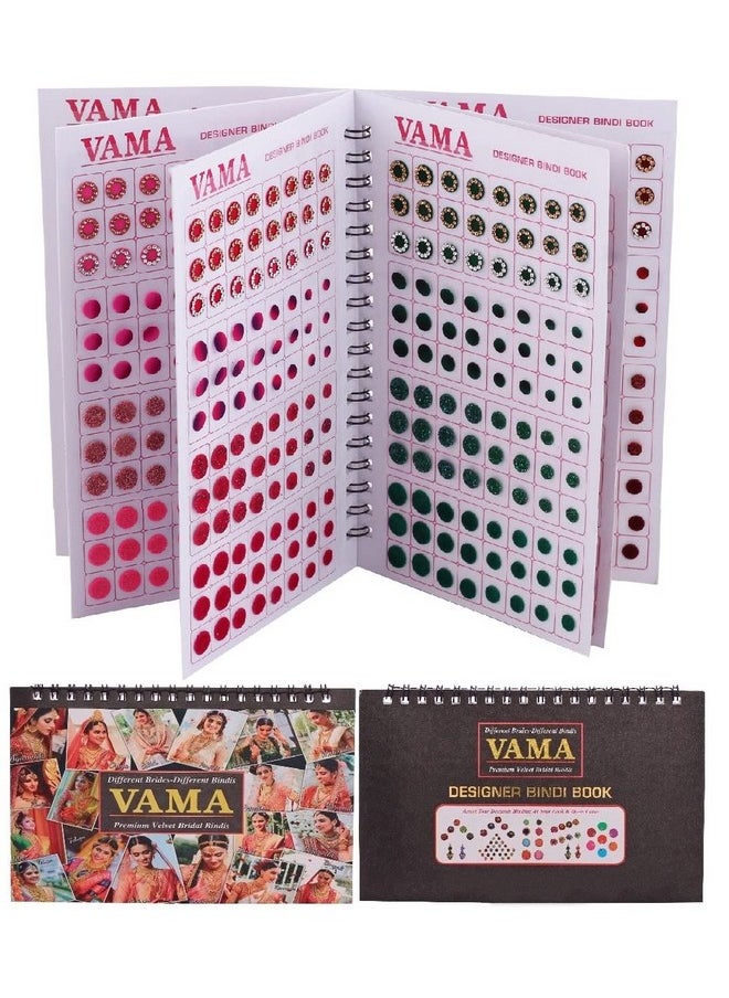 فاما ملصق كتيب بيندي هندي متعدد الألوان من VAMA بأحجار كريستالية لامعة متلألئة ومظللة للنساء (كتاب بيندي فاخر 948)  - Image 1