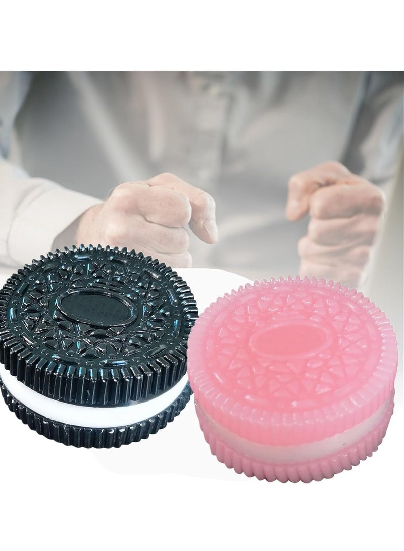 CozyBloom 2PCS Squishy Biscuit Stress Relief Toy Fun Fidget Sensory Toy Cute Squishy Squeeze Toy Pinch Decompression Toy for Anxiety Relaxation for Adults Kids Ideal for Stress Relief Perfect Desk Accessory(Pink/Black) ﻿ - Image 1