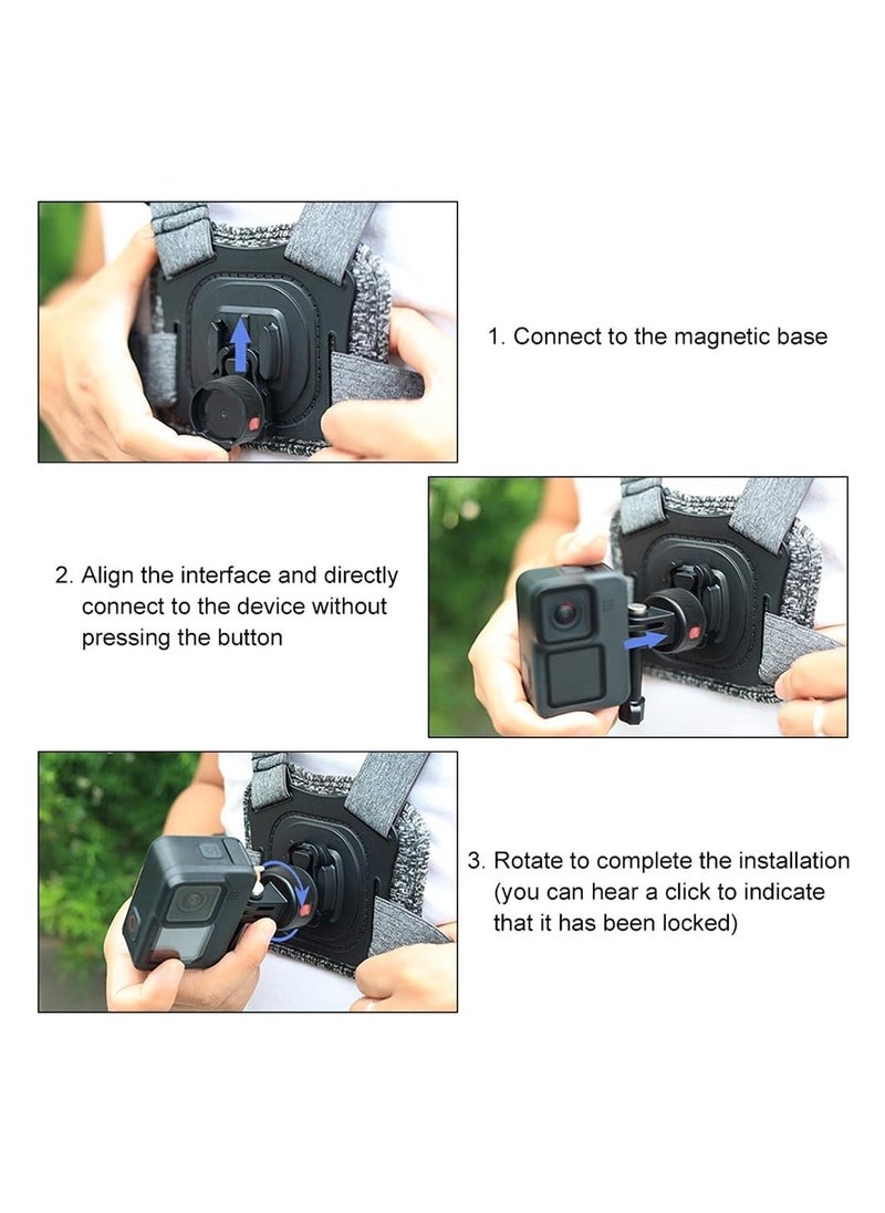 Y&D - Magnetic Suction Adapter Tripod Quick Release Base Mount Action Camera Accessories Screws Free with Compatible 11/10/9/8/7 Insta 360 AKASO DJI - Image 1