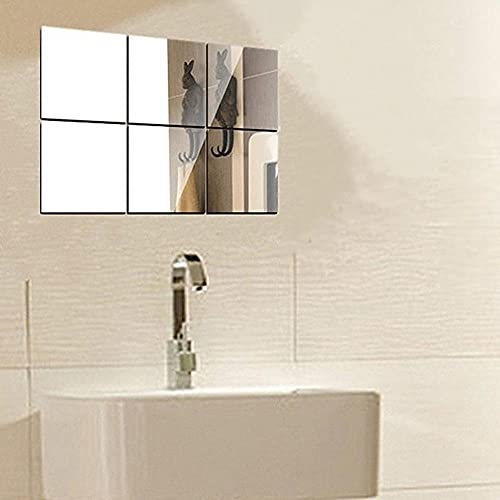 WallDaddy Square Preciser 3D Acrylic Home Decorative Art Mirror Wall Stickers Silver (Pack of 6pcs, Unframed) - Image 1