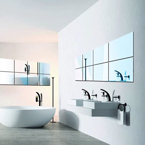 WallDaddy Square Preciser 3D Acrylic Home Decorative Art Mirror Wall Stickers Silver (Pack of 6pcs, Unframed) - Image 4