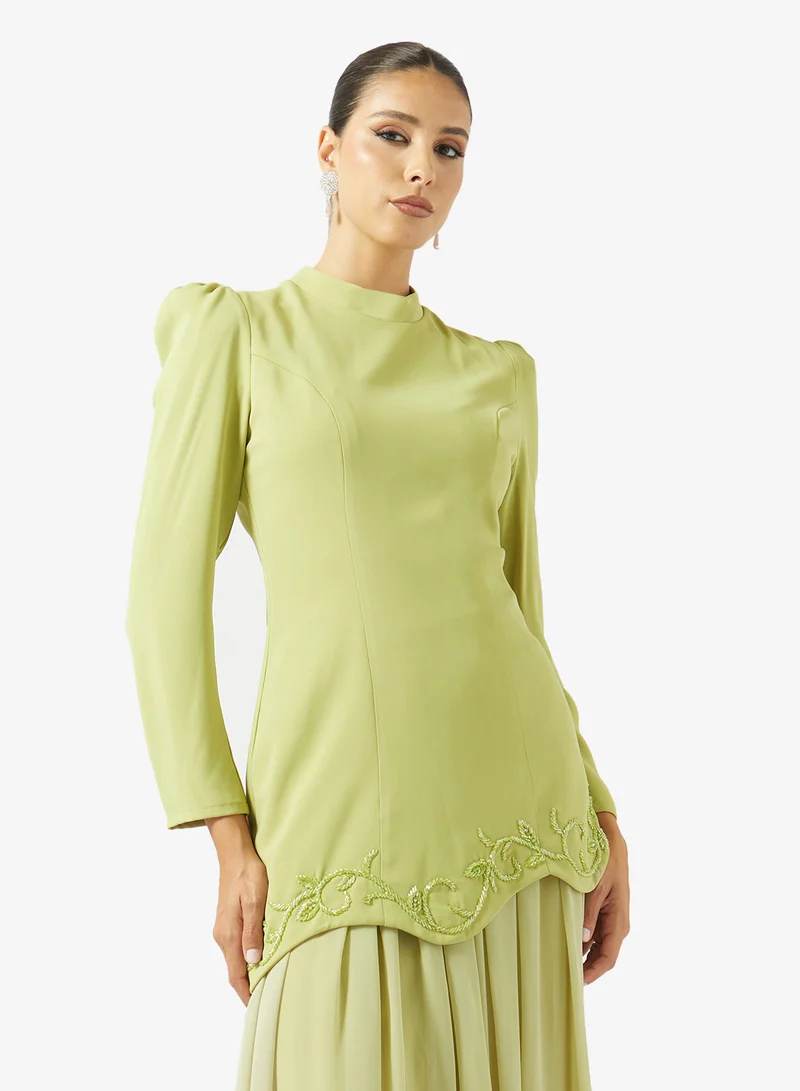 Akadia Fashion  BEADED WAVY WAIST LINE CREPE DRESS for Women | Best Price UAE