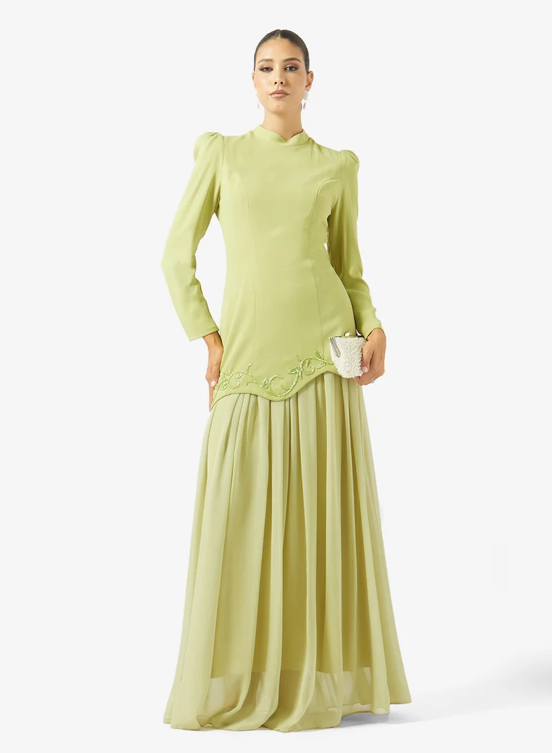 Akadia Fashion  BEADED WAVY WAIST LINE CREPE DRESS for Women | Best Price UAE