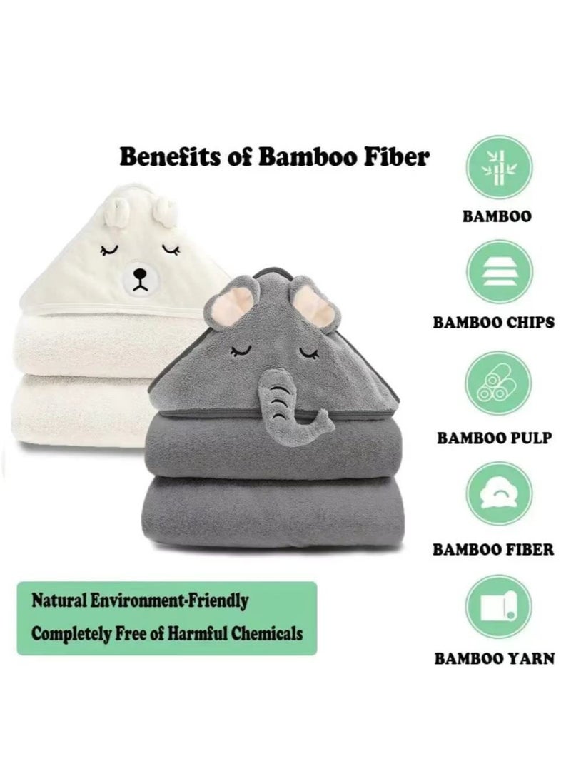 Excefore 2 Pack Bamboo Hooded Baby Towel Organic Bamboo Bath Towel for Toddler Soft and Super Absorbent Washcloth Machine Washable Towel Keeps Your Baby Warm Cosy - Image 5