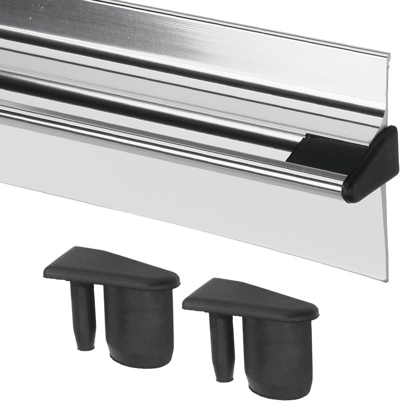 AQDD 25" Shower Door Drip Rail with Sweep for Chrome Framed Shower Door Bottom Deflector Replacement, with 32 in Vinyl Sweep & Shower Door Bottom Drip Plugs - Image 5