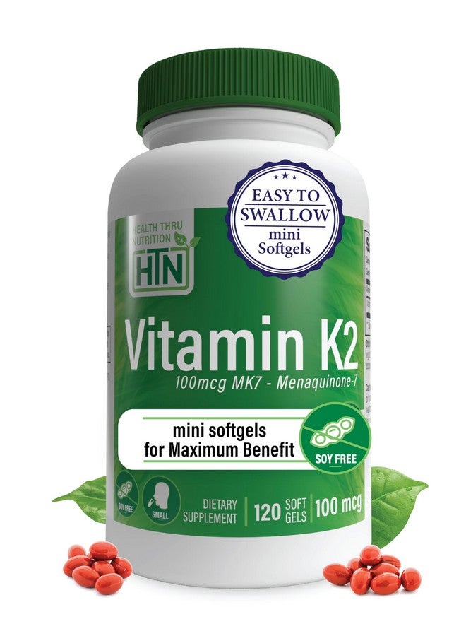 Health Thru Nutrition Vitamin K2 (MK-7) 100mcg - 120 Softgels | Menaquinone-7 | Highly Bioavailable K2 Supplement | Non-GMO, Soy-Free, Gluten-Free
