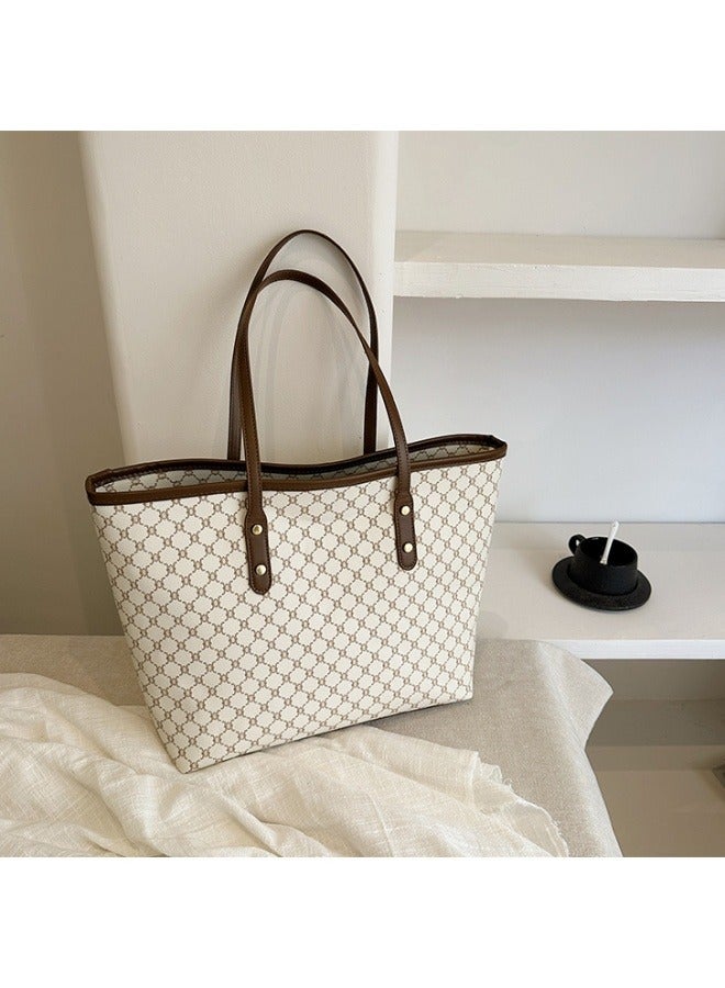 Women's Versatile Plaid Shoulder Bag, Ladies Large-capacity Handbag Tote Bags Clutch Bag, Retro PU Leather Satchel Bag Armpit Bag Side Bag Beach Bag Phone Bag for Girls/College Students/Teenager - Image 5