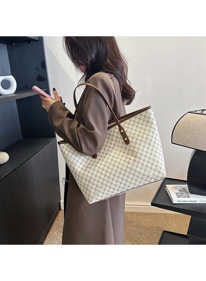 Women's Versatile Plaid Shoulder Bag, Ladies Large-capacity Handbag Tote Bags Clutch Bag, Retro PU Leather Satchel Bag Armpit Bag Side Bag Beach Bag Phone Bag for Girls/College Students/Teenager - Image 2