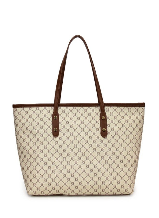 Women's Versatile Plaid Shoulder Bag, Ladies Large-capacity Handbag Tote Bags Clutch Bag, Retro PU Leather Satchel Bag Armpit Bag Side Bag Beach Bag Phone Bag for Girls/College Students/Teenager - Image 1