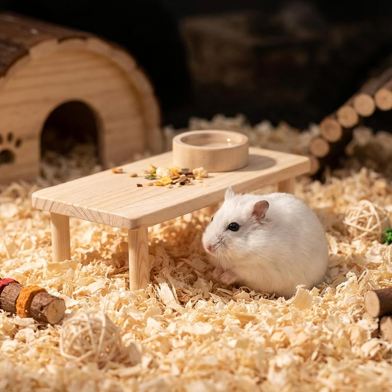 Hamster Play Wooden Platform, 5.51x4.72x4.72in Hamster Cage Platform Small Animal Wood Stand Cage Accessories for Syrian Hamsters Mice Squirrel and Other Small Pets - Image 5