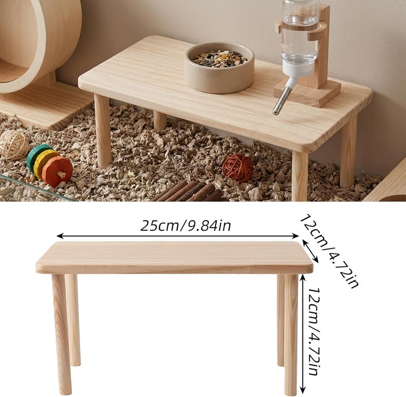 Hamster Play Wooden Platform, 5.51x4.72x4.72in Hamster Cage Platform Small Animal Wood Stand Cage Accessories for Syrian Hamsters Mice Squirrel and Other Small Pets - Image 2