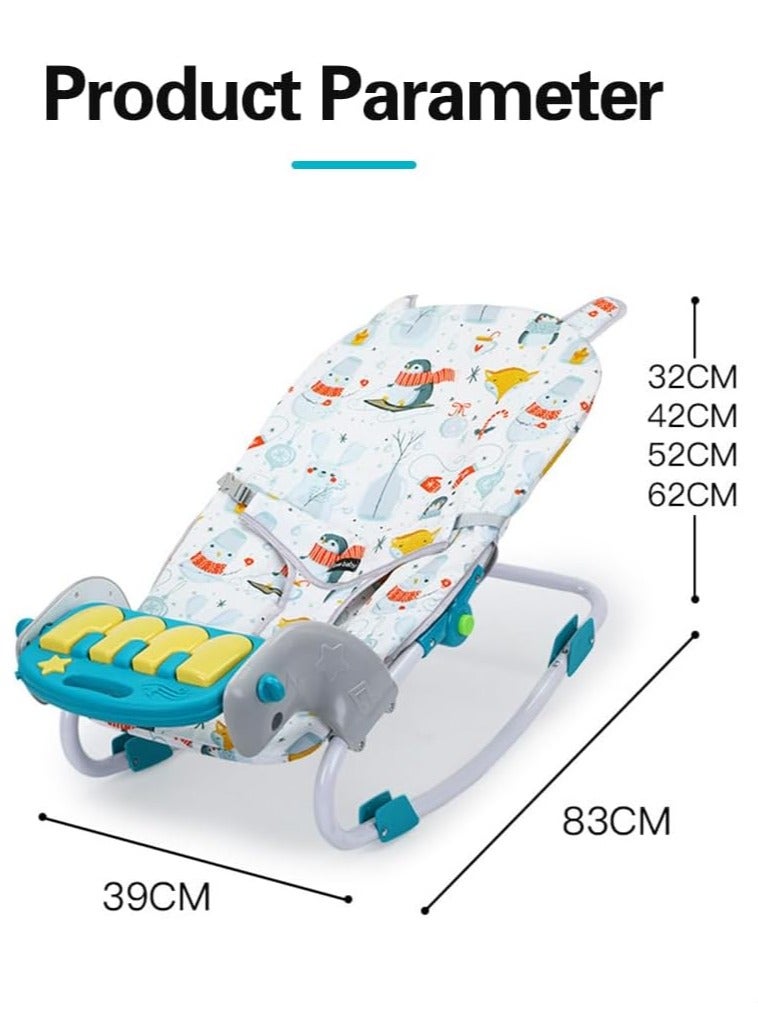 ARNOTEC Baby rocking chair, multifunctional music bed lightweight foldable children rocking chair, multifunctional music bed, multi-position tilt, safety belt and detachable parenting toys, suitable for newborn boys and girls  - Image 3