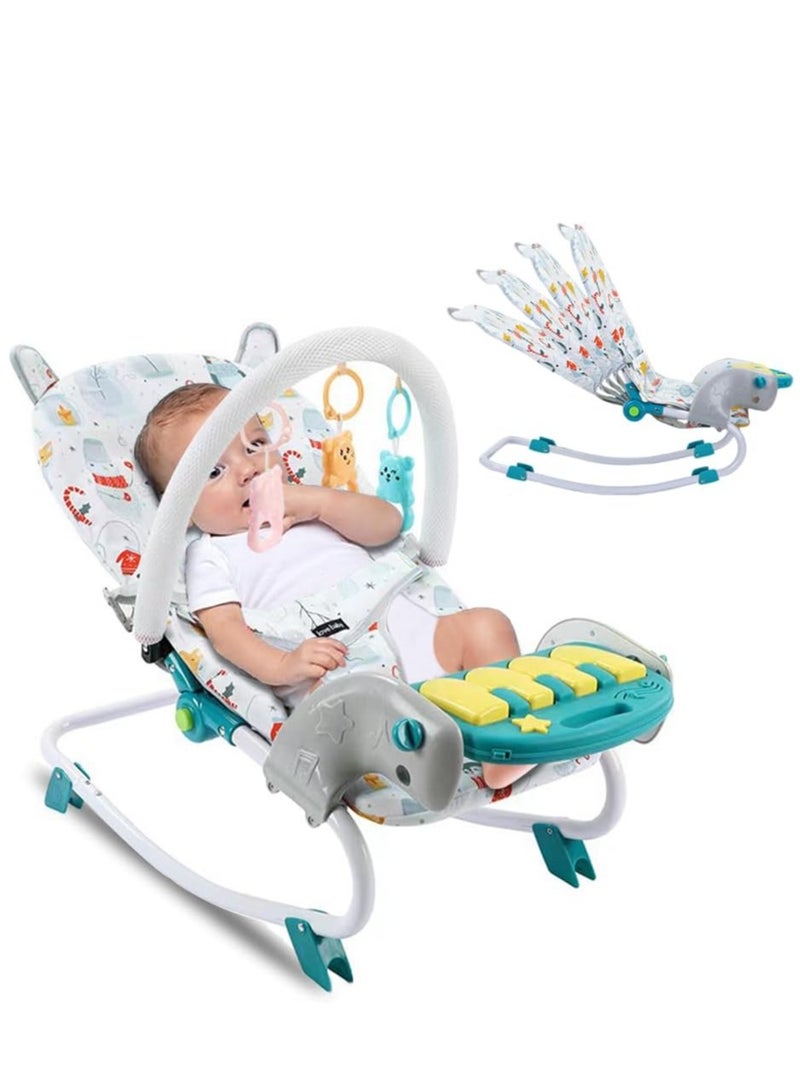 ARNOTEC Baby rocking chair, multifunctional music bed lightweight foldable children rocking chair, multifunctional music bed, multi-position tilt, safety belt and detachable parenting toys, suitable for newborn boys and girls  - Image 1