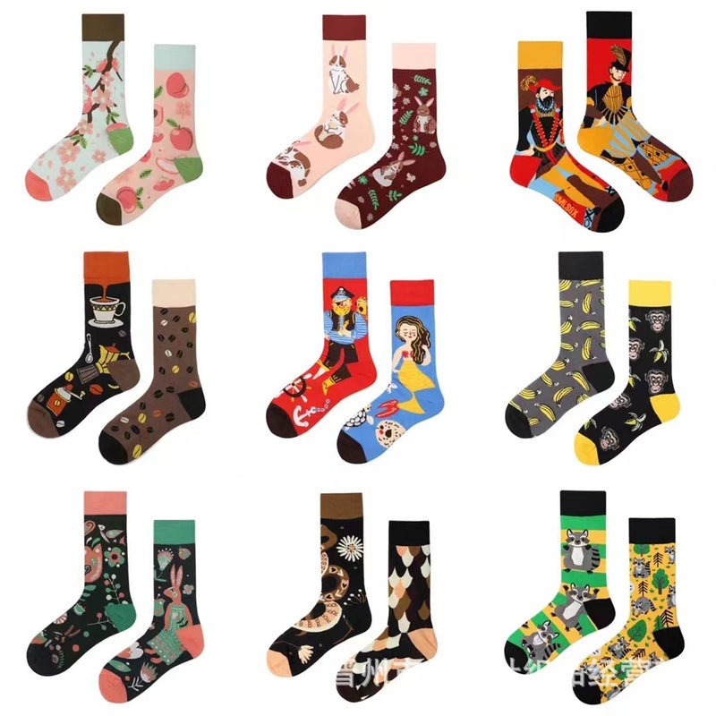 Smlsox Original Ab Fashion Men'S And Women'S Socks Personality Fashion Socks Mid-High Asymmetric Mandarin Duck Color Cotton Socks - Image 4