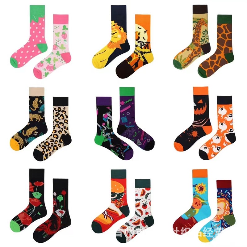Smlsox Original Ab Fashion Men'S And Women'S Socks Personality Fashion Socks Mid-High Asymmetric Mandarin Duck Color Cotton Socks - Image 5