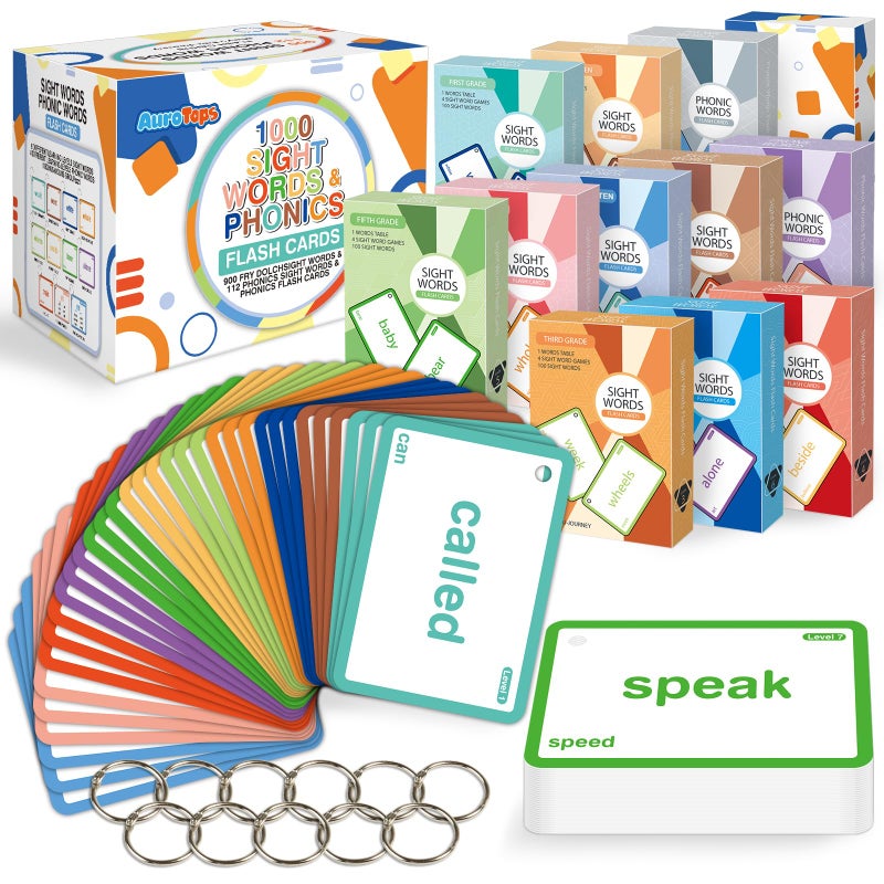 AuroTops 1012 Sight WordsPhonics Flash Cards Dolch Fry High Frequency Site Words Learn to Read CVC BlendsShortLong Vowel Sounds Flash Cards Games for PreK Kindergarten 1 2 3 4 5 6 GradeKids 413 Years - Image 3