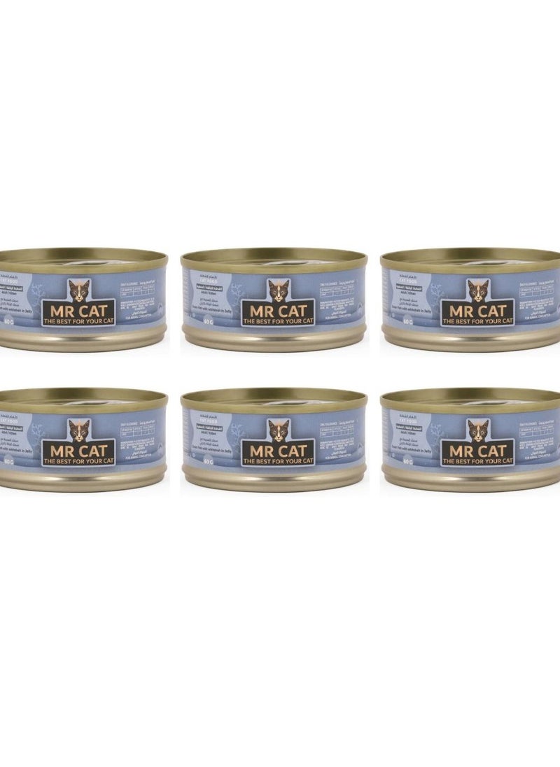 MR CAT Cat Adult And Kitten Wet Food Ocean Fish with Whitebait in Jelly Flavor Pack Of 6  - Image 1