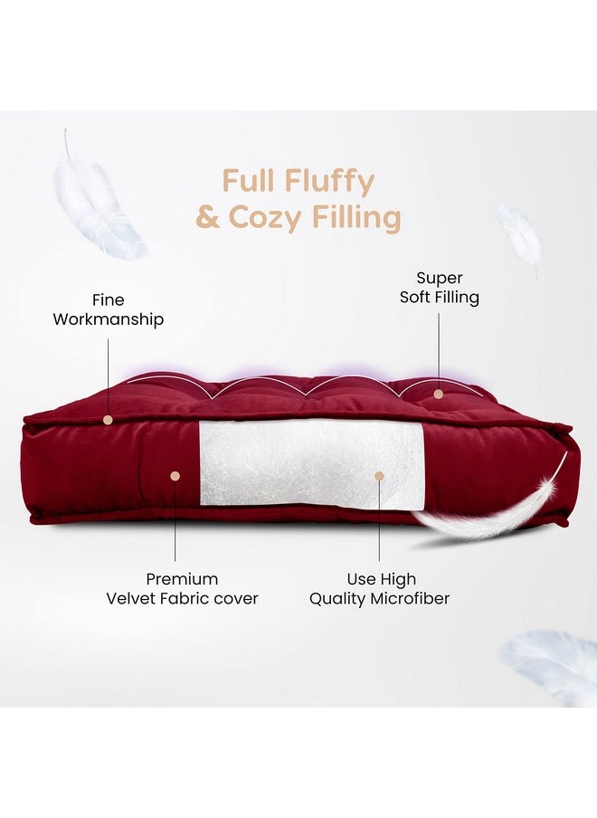 MY ARMOR Floor Cushions 50x50x10 Cm, Chair Cushions for Sitting | Seat Cushion for Yoga, Pooja, Meditation, Square Cushion for Office/Home Chair, Living Room | 100% Velvet - Maroon - pzsku/Z01BC508042DD8FA8A267Z/45/_/1738306556/f6bc7d54-3ac1-47ad-8539-d85444910505