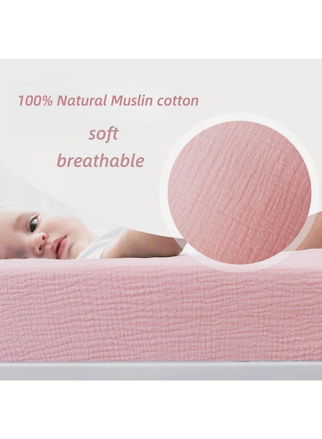 Owlowla Muslin Changing Pad Cover 2PACK,Soft Muslin Cotton Diaper Changing Pad Covers Changing Table Cover for Baby Boy Girl(Cream&Blush) - Image 1