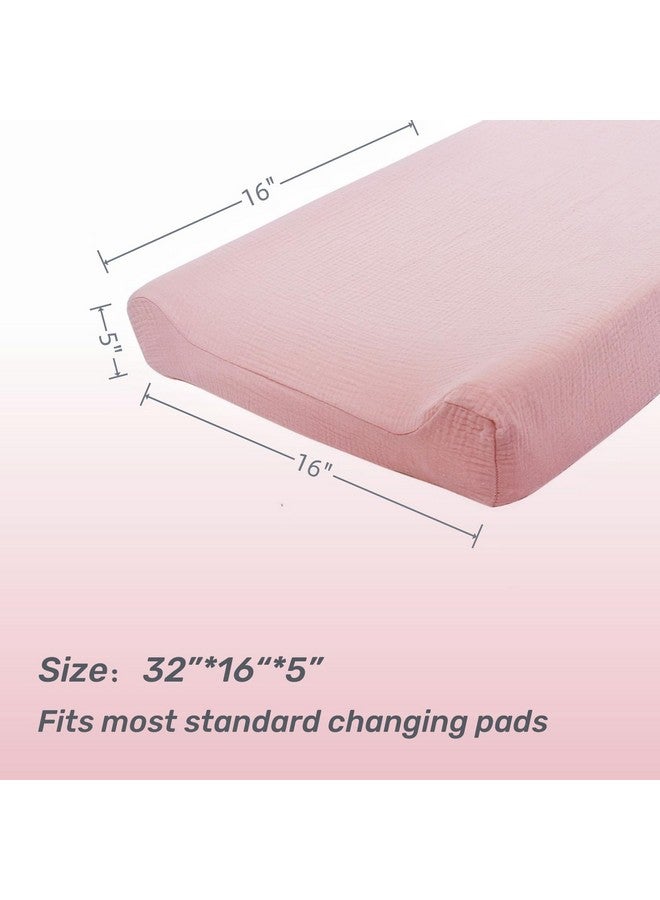 Owlowla Muslin Changing Pad Cover 2PACK,Soft Muslin Cotton Diaper Changing Pad Covers Changing Table Cover for Baby Boy Girl(Cream&Blush) - Image 4