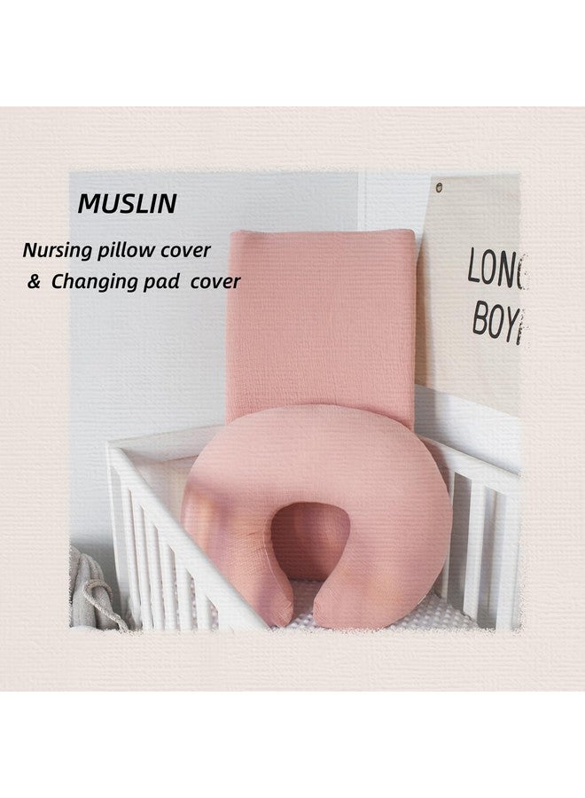Owlowla Muslin Changing Pad Cover 2PACK,Soft Muslin Cotton Diaper Changing Pad Covers Changing Table Cover for Baby Boy Girl(Cream&Blush) - Image 3