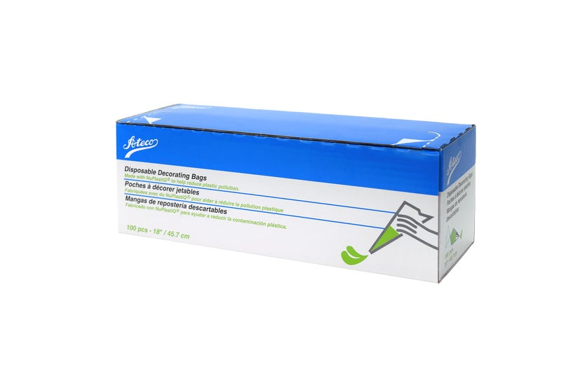 حقائب تزيين الكعك والتزيين البلاستيكية القابلة للاستخدام مرة واحدة من أتيكو 4418 مع NuPlastiQ عبوة من 100 شفافة