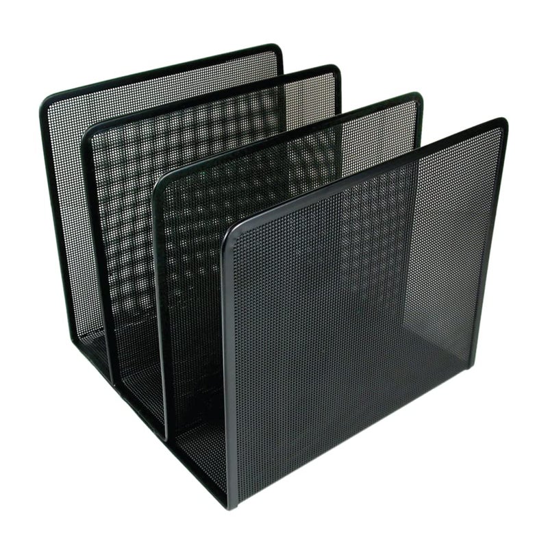 Artistic Contemporary Mesh Metal Desktop File Sorter for Neat and Organized Surfaces in Office, School, and Home, Black - Image 1